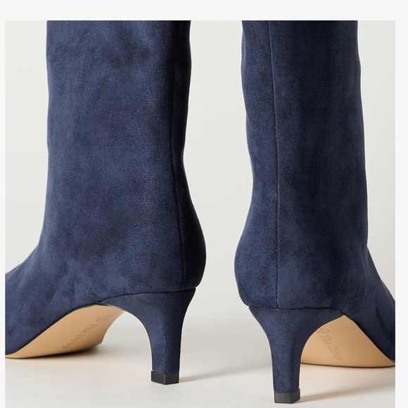 New The Drop size 8.5 Elegant Dark Blue Microsuede Leather Women's Boots 2”heel - Picture 6 of 11